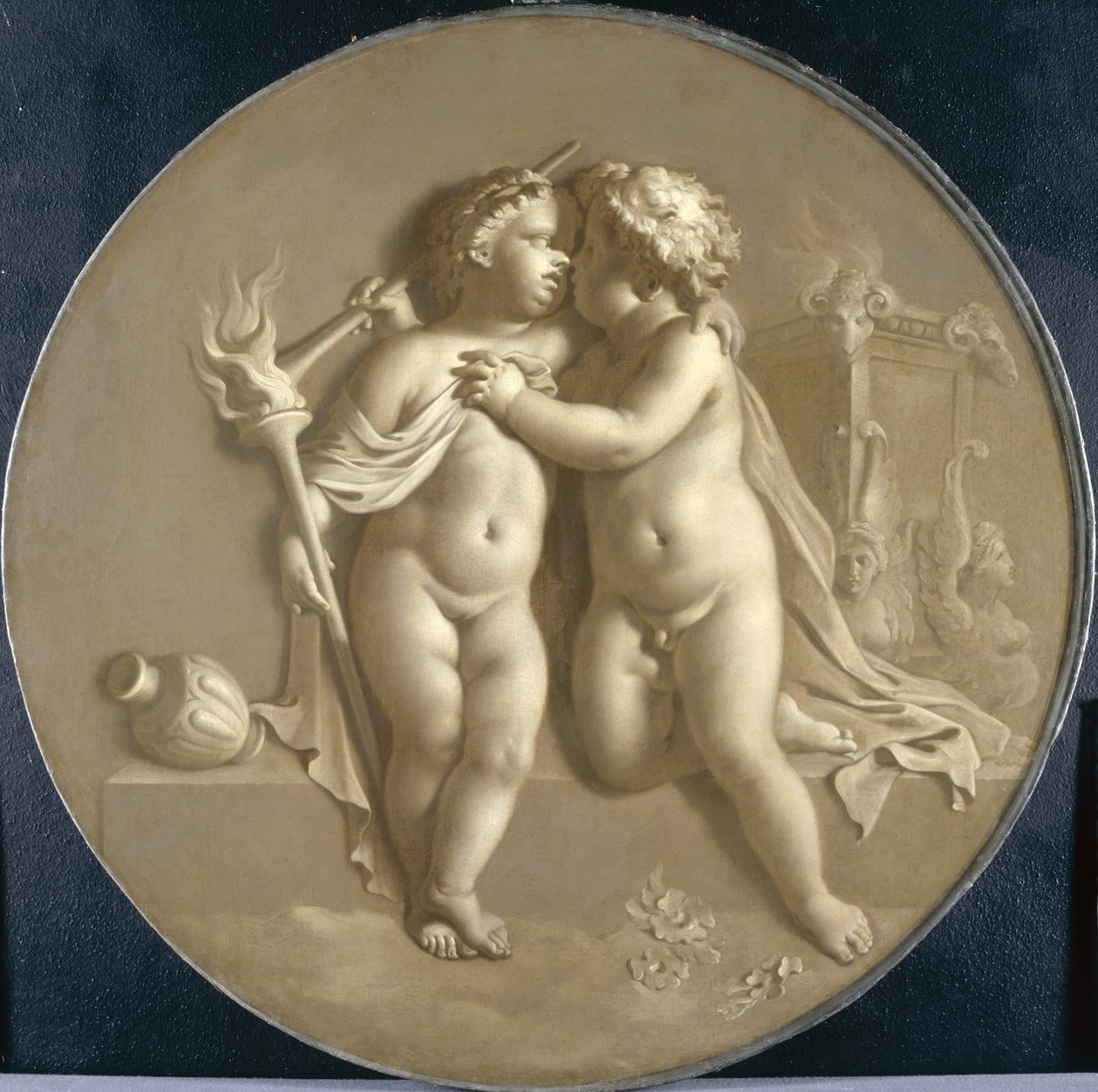 Two Putti with Flames of Love Allegory of Love, 1696  av Adriaan van der Werff