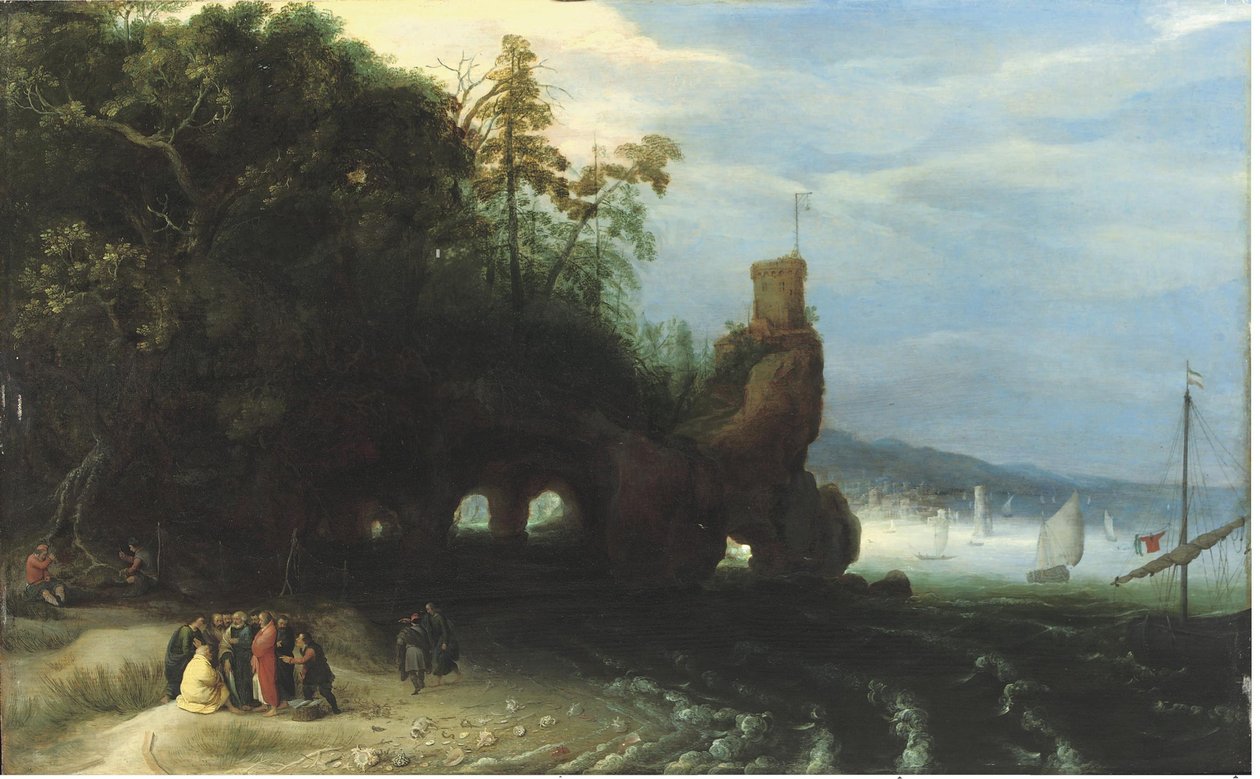 Christ preaching at the Sea of Galilee av Adriaen van Stalbemt