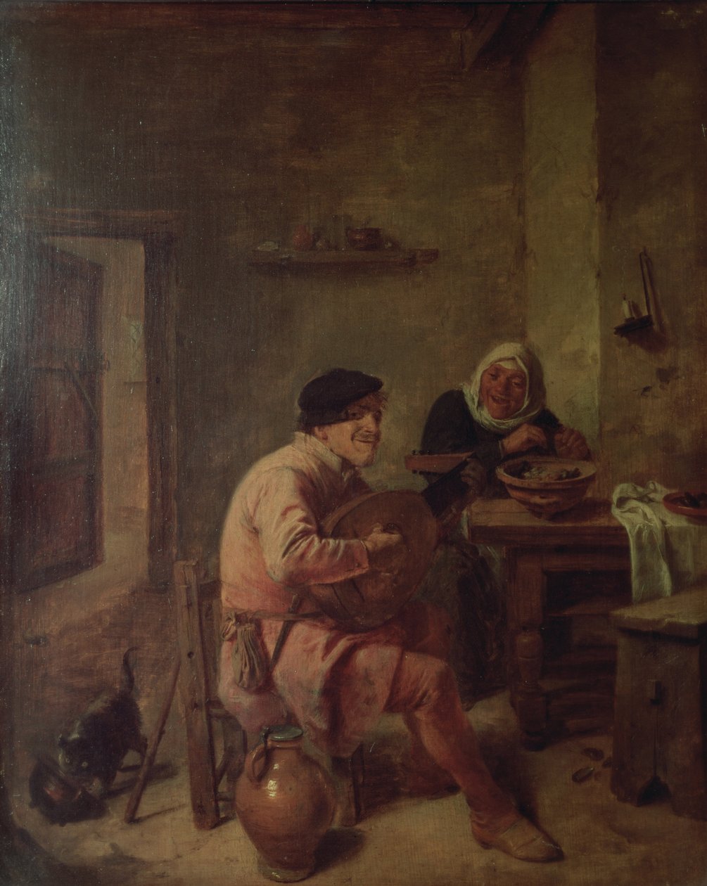 En interiör med figurer av Adriaen Brouwer