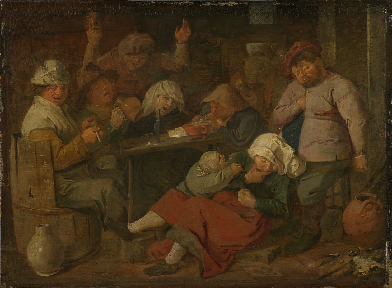 Inn with drunken peasants. av Adriaen Brouwer