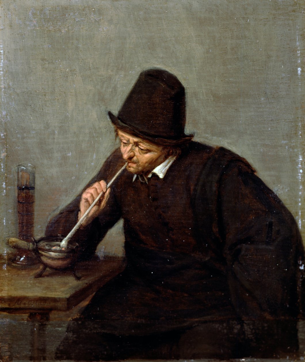 A Man Smoking av Adriaen Jansz. van Ostade