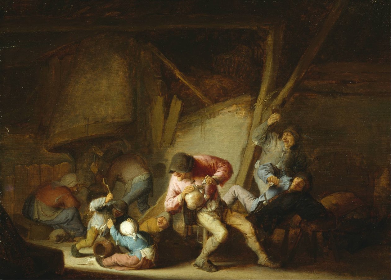 Interior with Drinking Figures and Crying Children av Adriaen Jansz. van Ostade