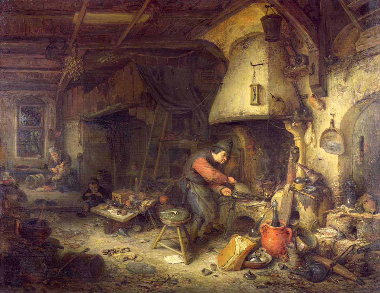 En alkemist, 1611 (olja på ek) av Adriaen Jansz. van Ostade