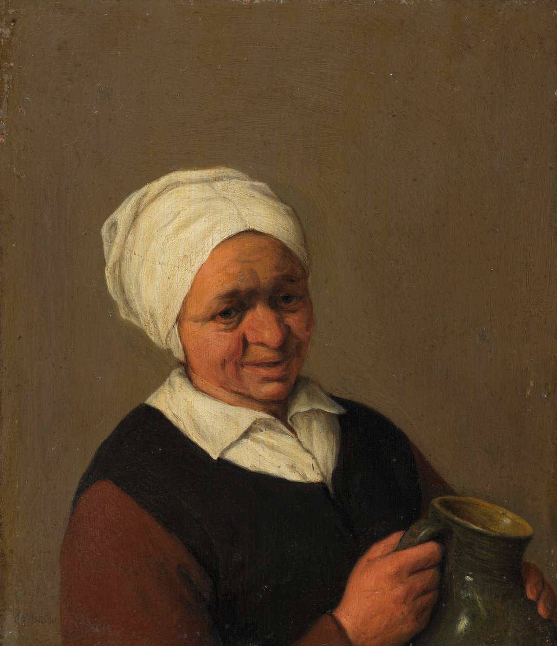 Gammal bondkvinna som håller en kanna, ca 1643 av Adriaen Jansz. van Ostade