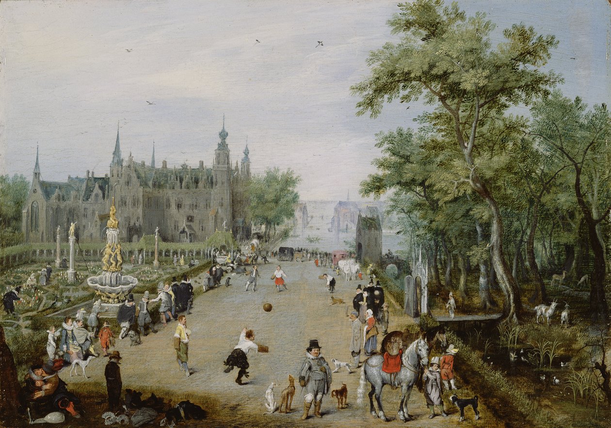 En Jeu de Paume före ett palats på landet, c.1614 av Adriaen Pietersz van de Venne
