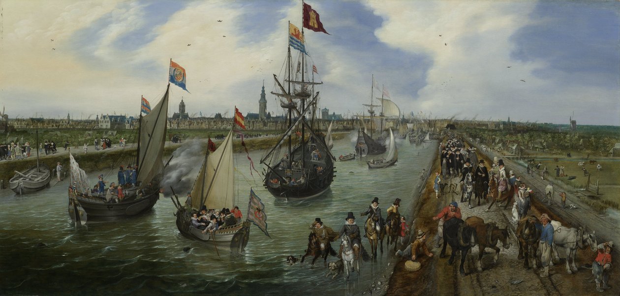 En dignitärs avgång från Middelburg, 1615 av Adriaen Pietersz van de Venne