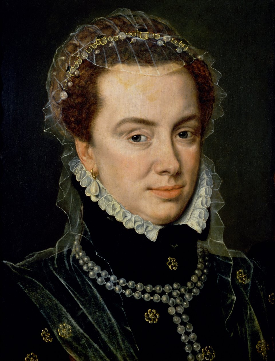 Margareta av Parma (1522-86), Nederländernas regent, oäkta dotter till kejsar Karl V (1500-58), sent 1500-tal (panel) av Adriaen Thomasz Key