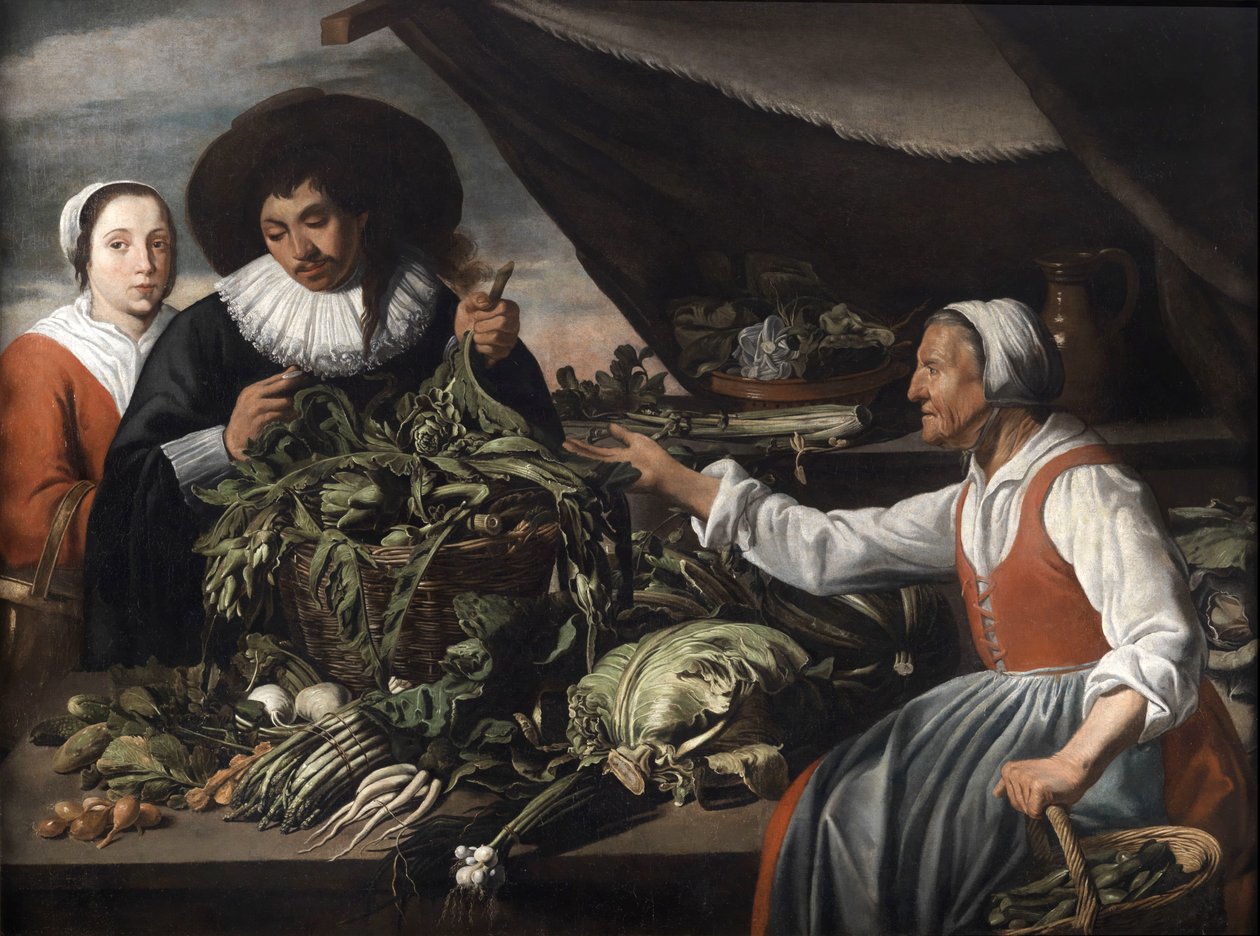 Alte Gemüseverkäuferin av Adriaen van Utrecht