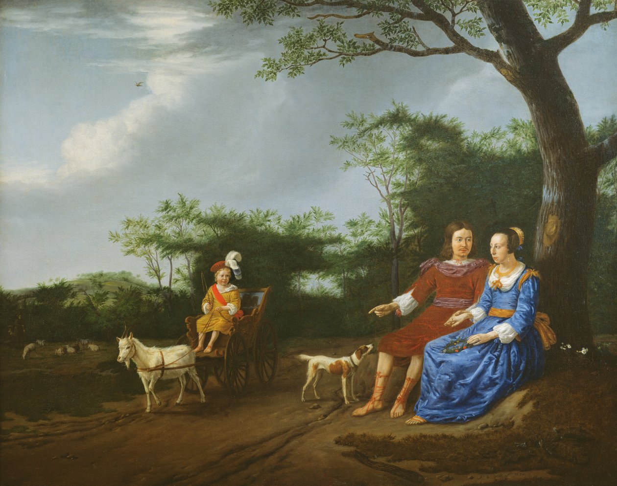 En familjegrupp i ett landskap, 1655 av Adriaen van de Velde