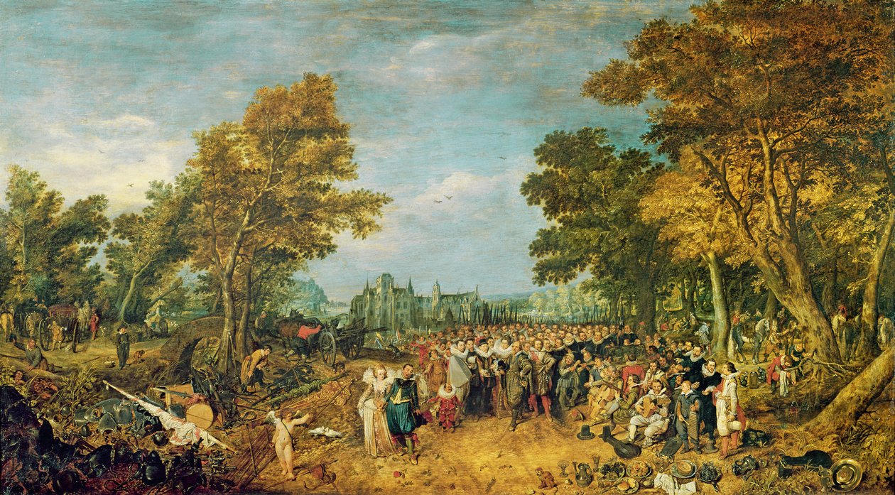 Allegori över vapenvilan 1609 mellan Nederländerna och Spanien, 1616 av Adriaen van de Venne