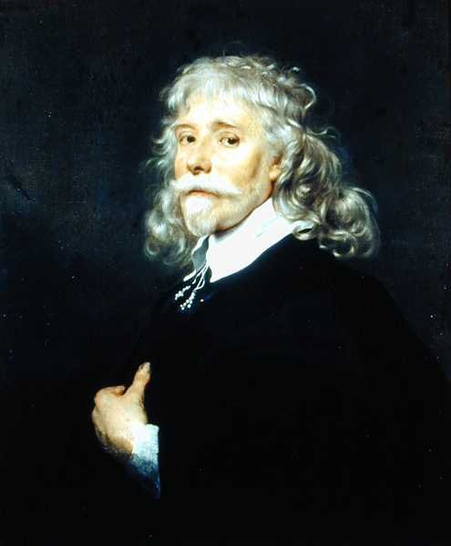Porträtt av en man med grått hår (olja på duk) av Adriaen (attr.to) Hanneman