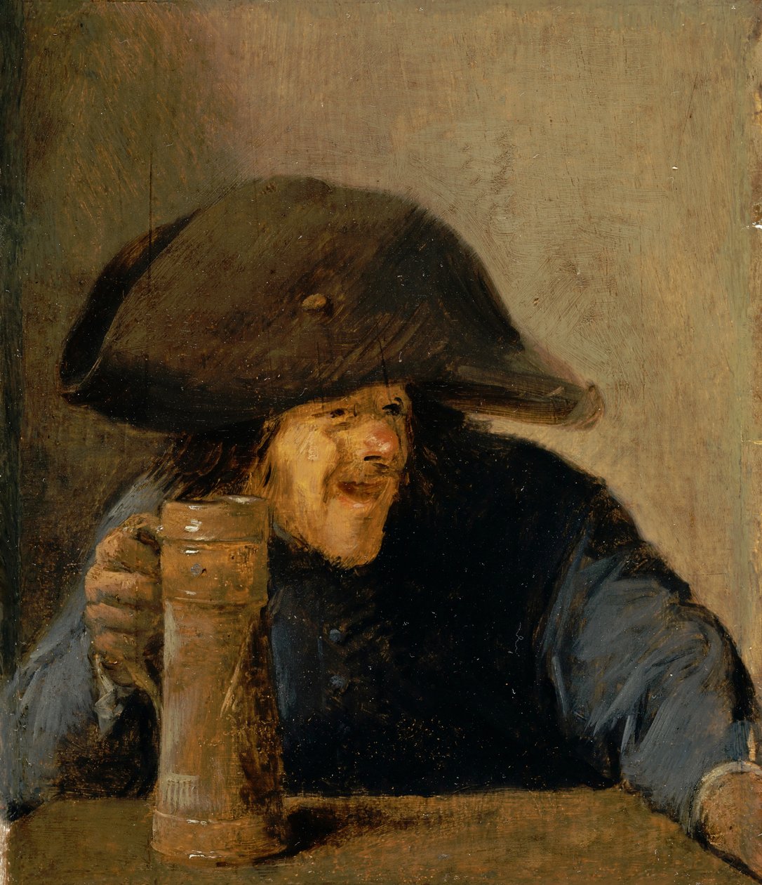 Man med bicorne och trämugg av Adriaen Brouwer