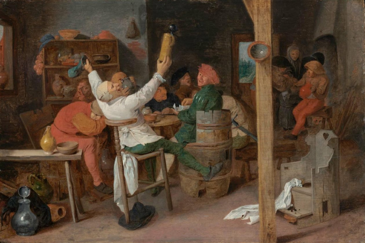 Bönder som umgås på en krog av Adriaen Brouwer