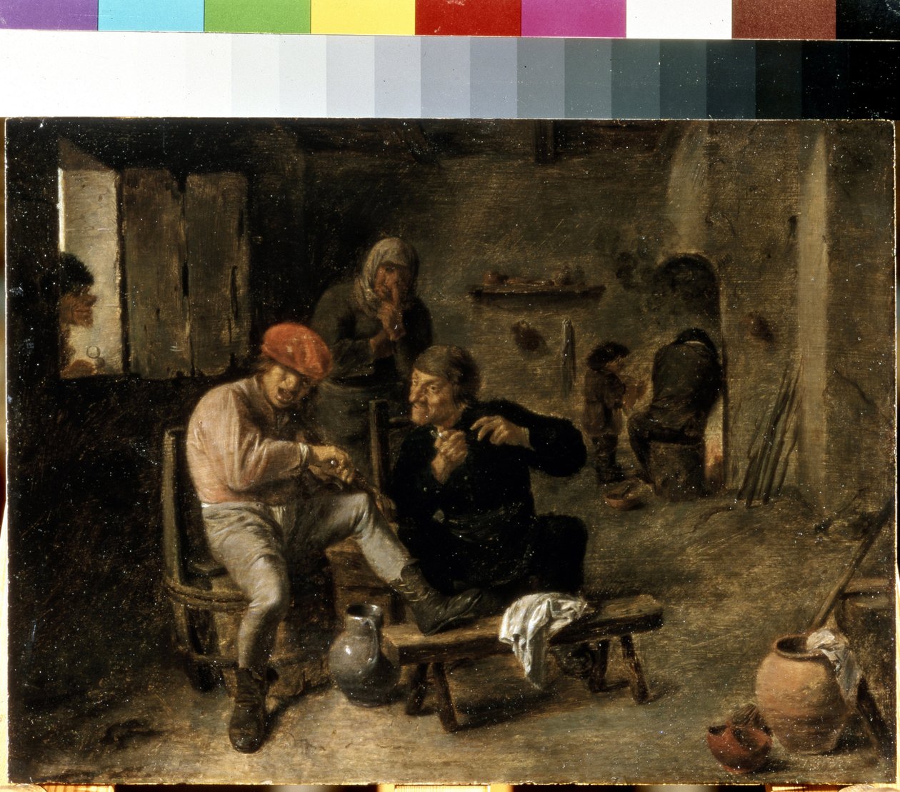 ""Scen i tavernan i en by"" (Krogscen (Byspelman)) Målning av Adriaen Brouwer (cirka 1605-1638) 1634-1638 Mått 25x33,5 cm Eremitagemuseet, Sankt Petersburg av Adriaen Brouwer