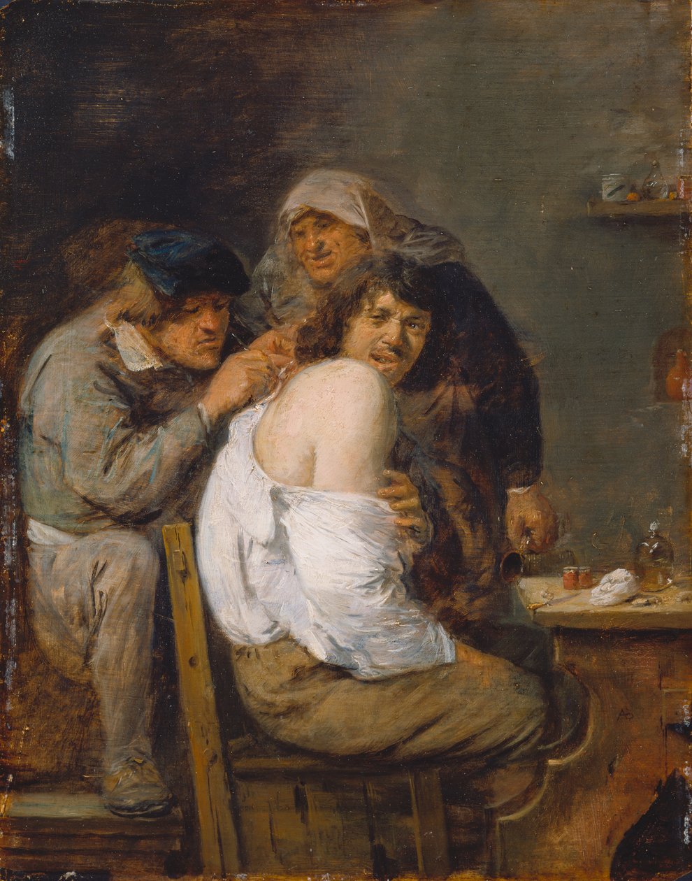 Den bakre operationen, ca 1636 (olja på trä) av Adriaen Brouwer