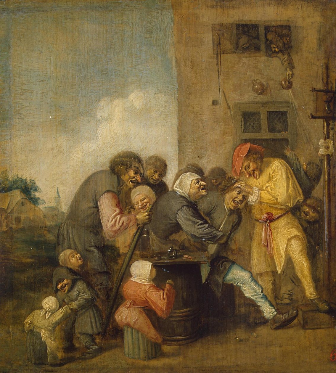 Village Charlatan (Operationen för Sten i huvudet) av Adriaen Brouwer