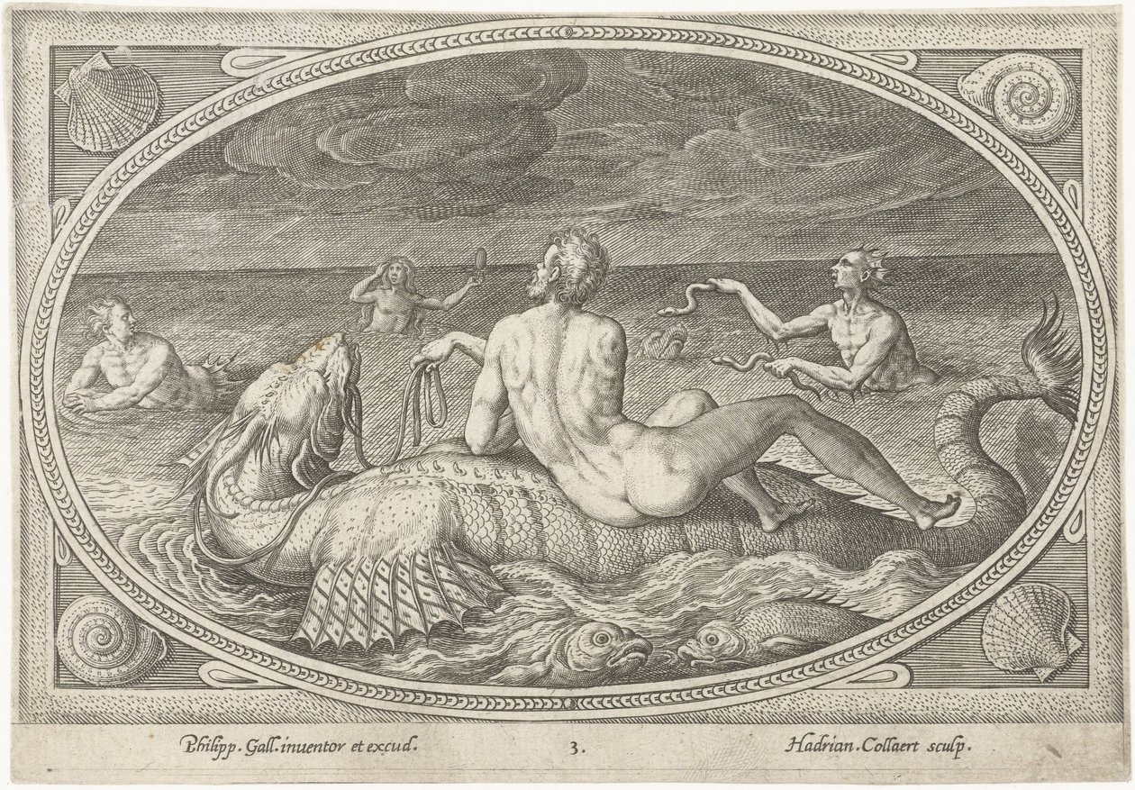 Acis på en fisk Sea Gods (serietitel) av Adriaen Collaert