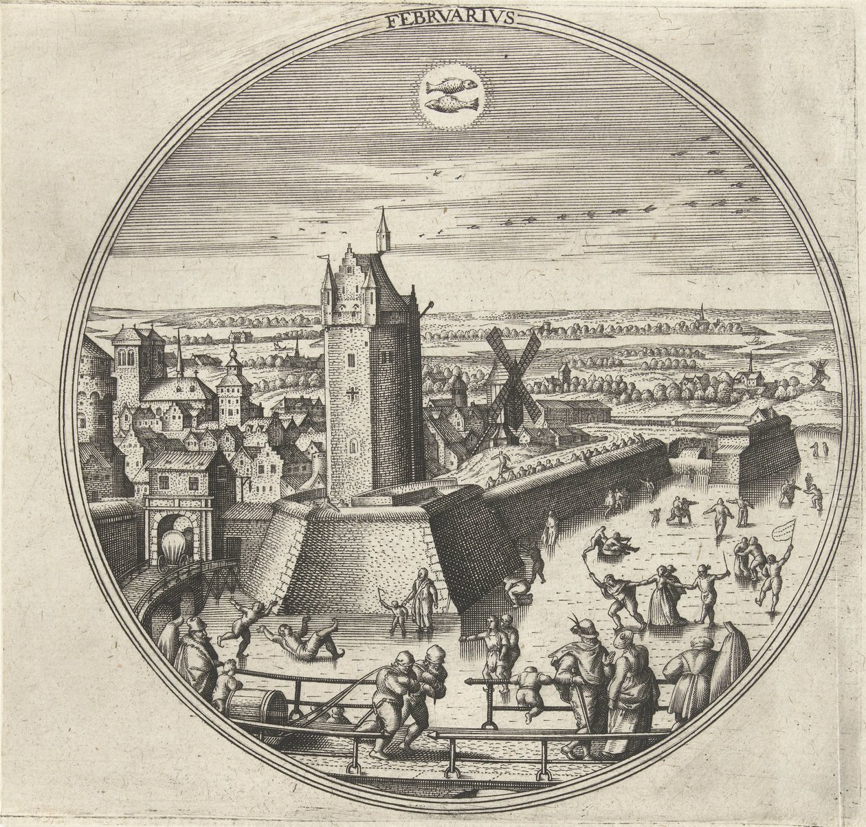 februari Febrvarivs (titel på objekt) De tolv månaderna (serietitel) av Adriaen Collaert