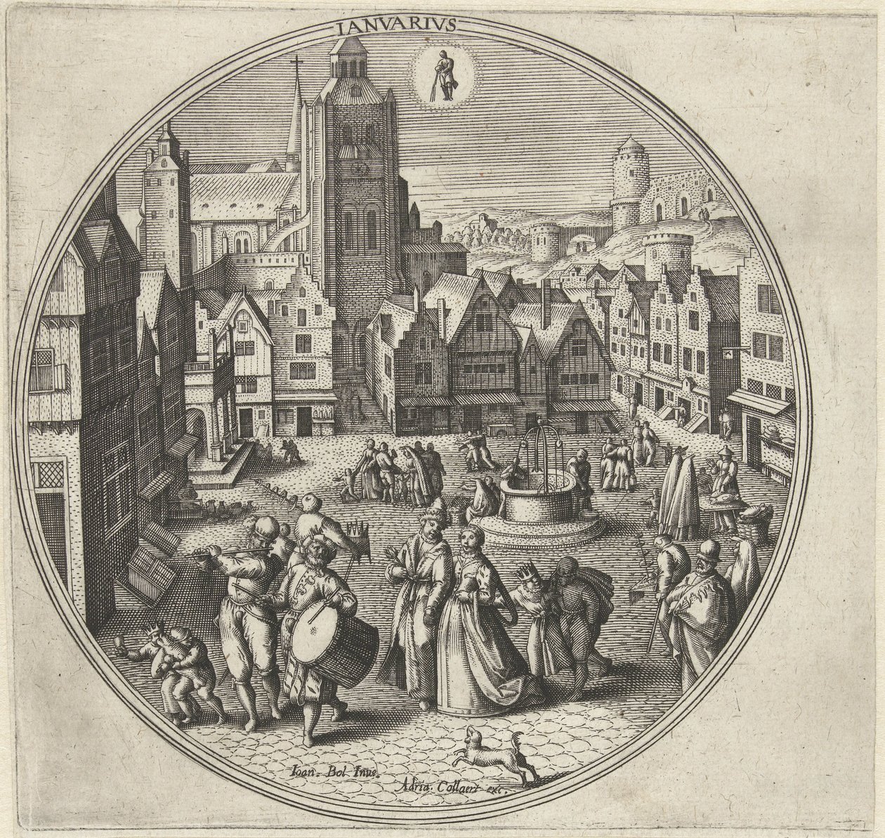 januari Ianvarivs (titel på objekt) De tolv månaderna (serietitel) av Adriaen Collaert