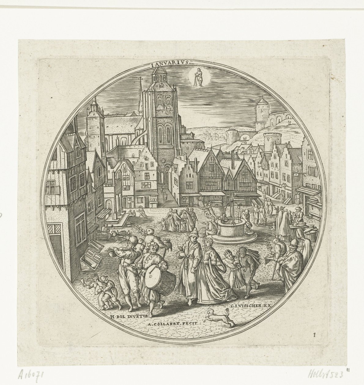 januari Ianvarivs (titel på objekt) De tolv månaderna (serietitel) av Adriaen Collaert