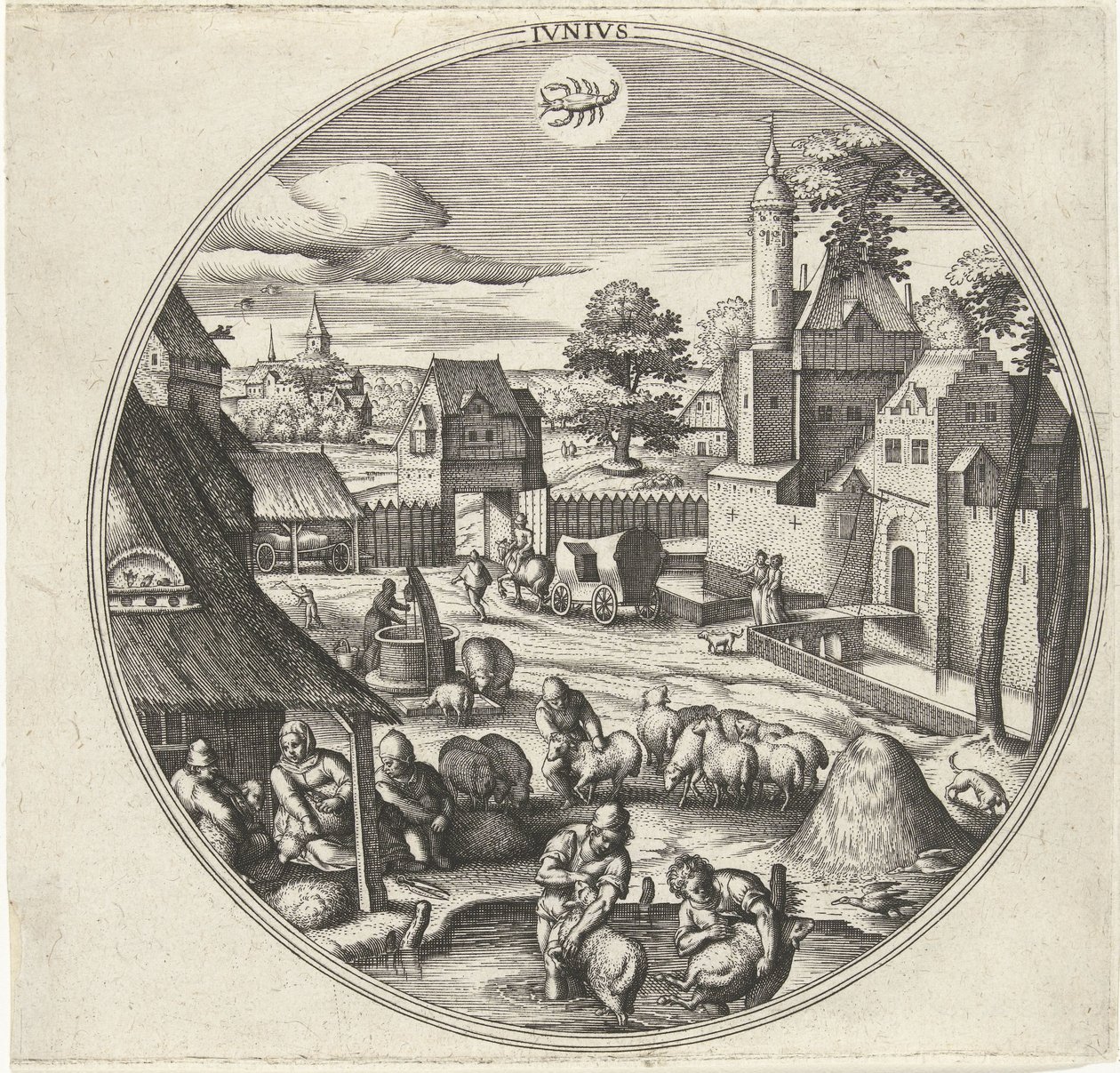 juni Jvnivs (titel på objekt) De tolv månaderna (serietitel) av Adriaen Collaert