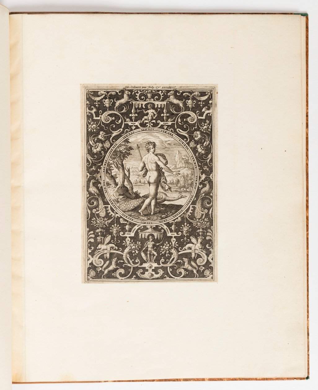 Juno, tallrik från en svit med 6 prydnadsmönster med Judgment of Paris av Adriaen Collaert