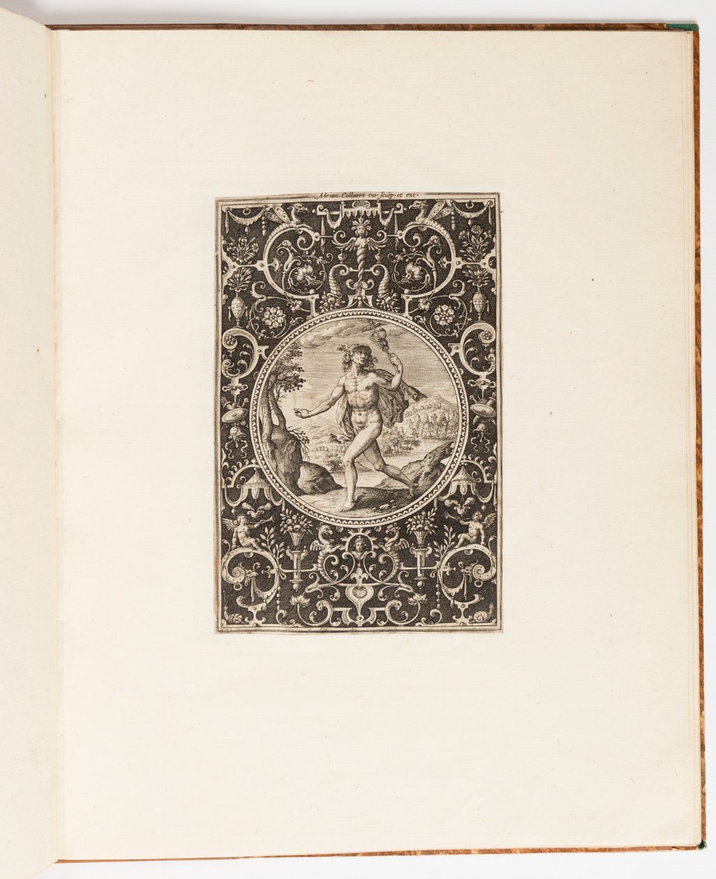 Mercury, tallrik från en svit med 6 prydnadsmönster med Judgment of Paris av Adriaen Collaert