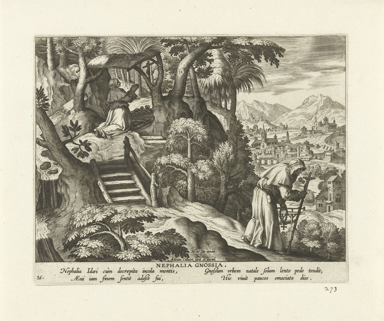 Nefalen av Knossos Nephalia Gnossia (titel på objekt) Kvinnliga eremiter (serietitel) Solitvdo sive vitae foeminarvm anachoritarvm (serietitel) av Adriaen Collaert