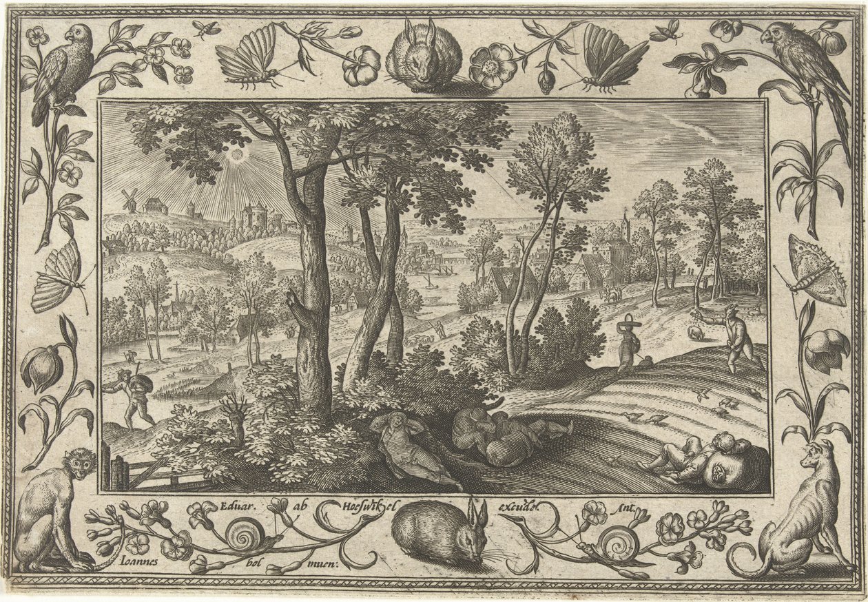 Ogräs bland vetet Landskap med bibliska, mytologiska scener och jaktscener (serietitel) av Adriaen Collaert