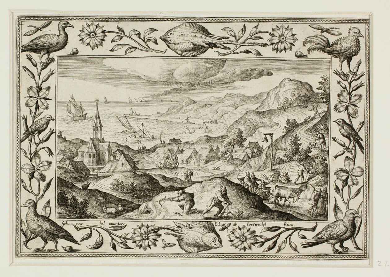 Rabbit Hunt, från Landscapes with Old and New Testament Scenes och Hunting Scenes av Adriaen Collaert