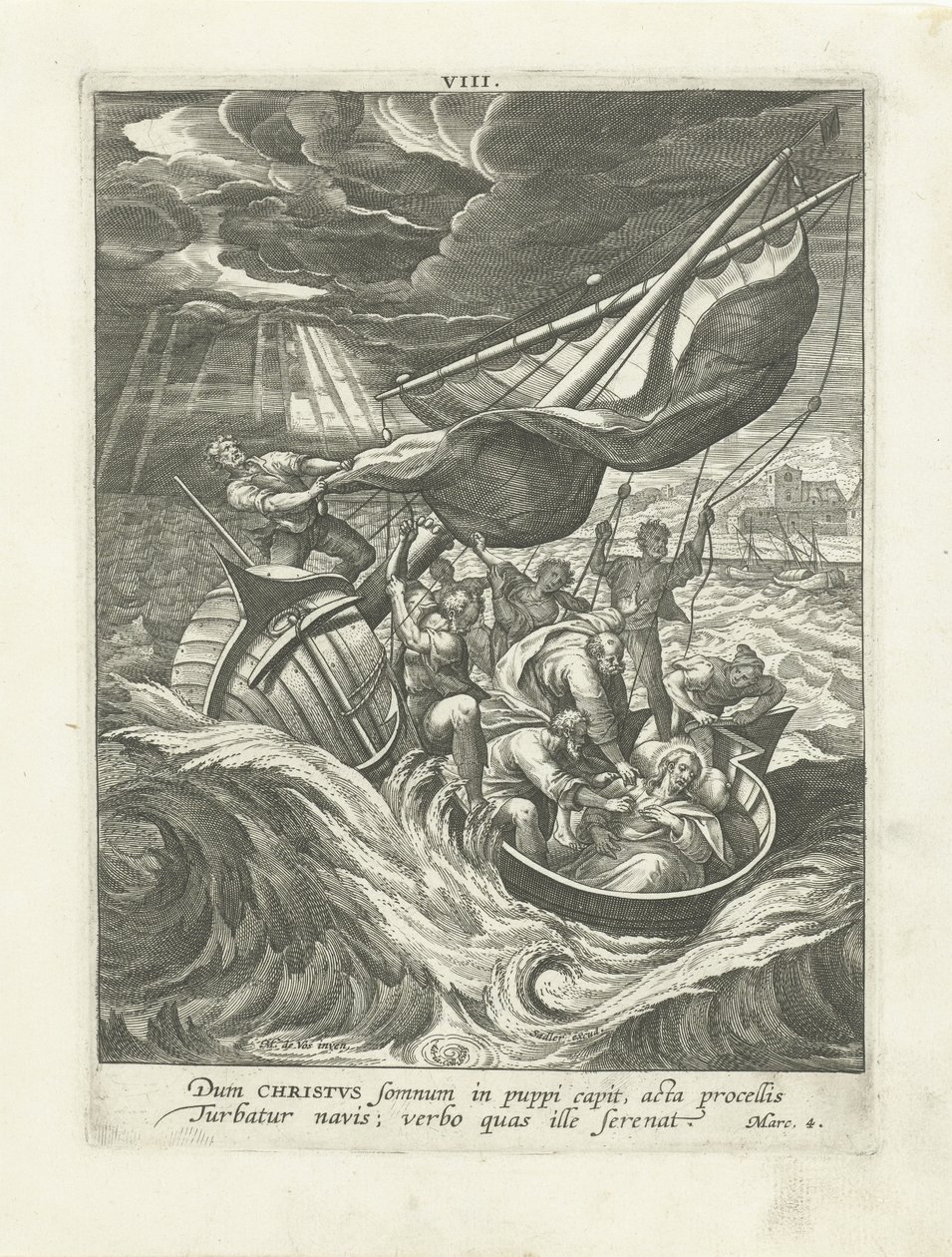 Storm på Galileiska sjön Life of Christ (serietitel) Vita I. Christi (serietitel) av Adriaen Collaert