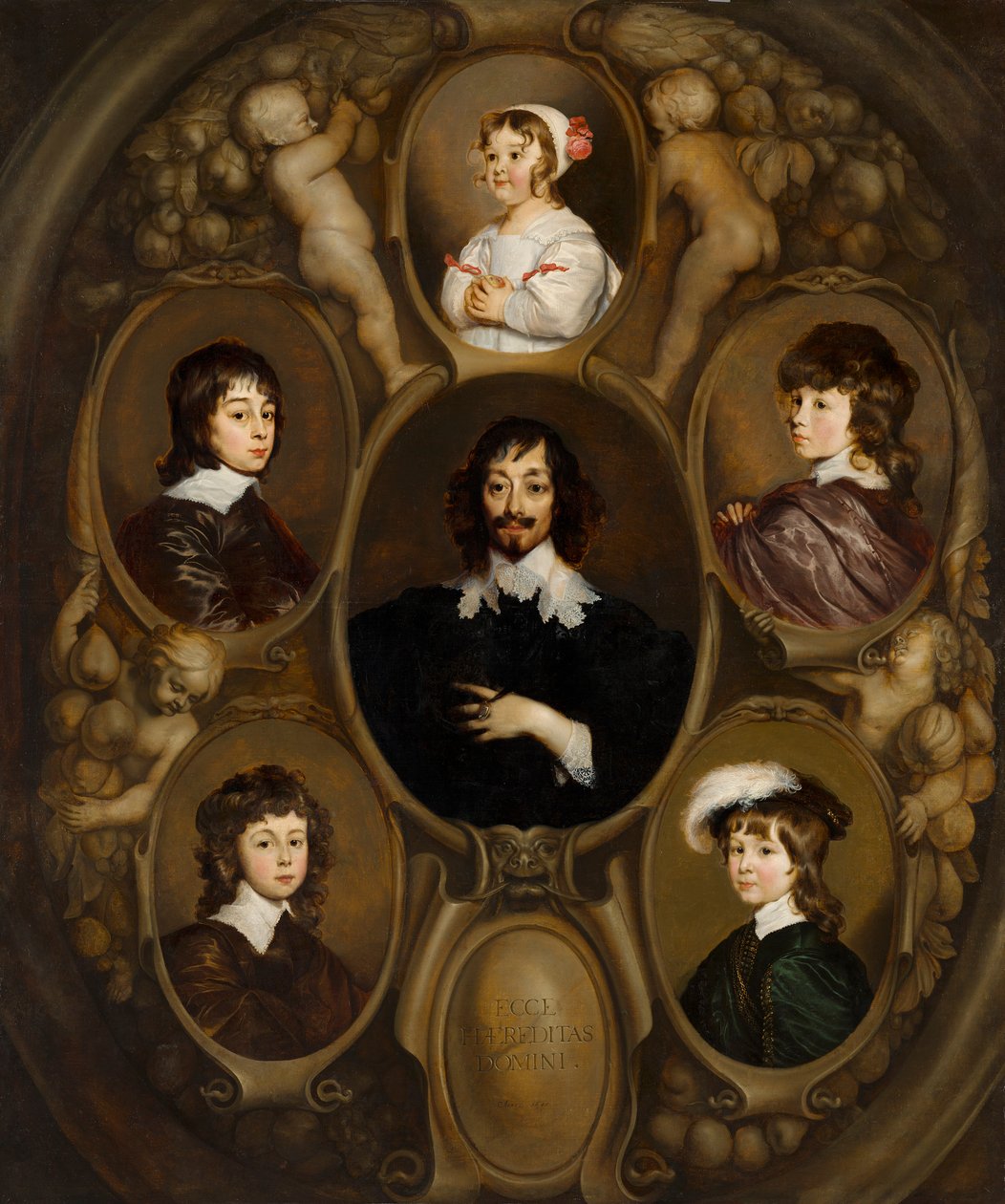 Porträtt av Constantijn Huygens (1596-1687) och hans fem barn av Adriaen Hanneman