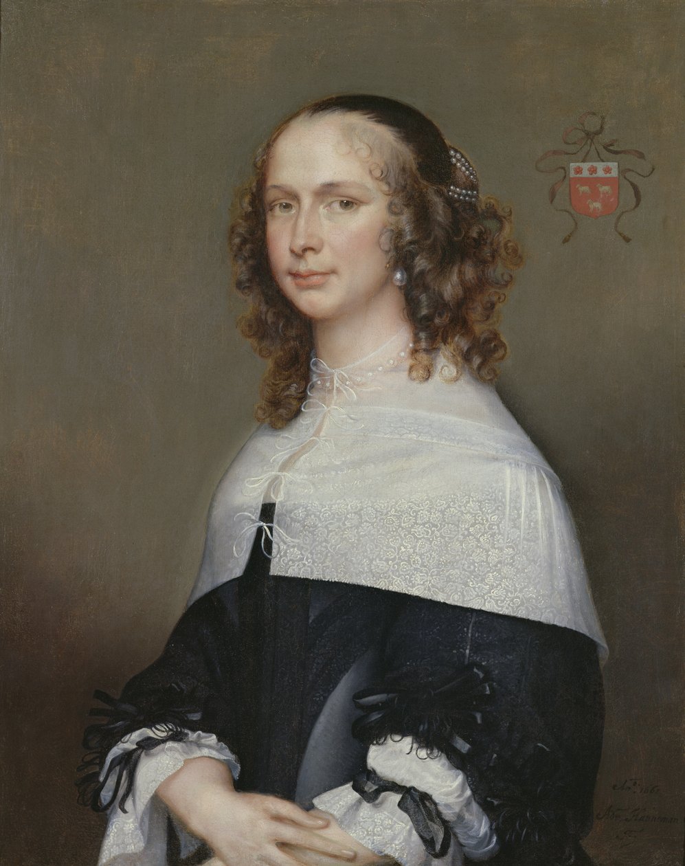 Porträtt av Nicolas van der Haers hustru, 1661 av Adriaen Hanneman
