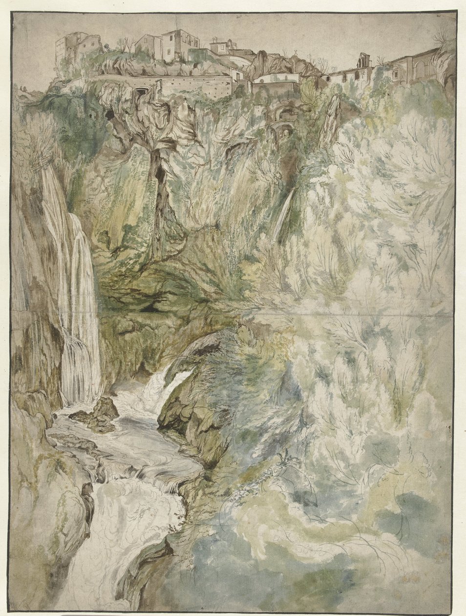 Utsikt över den stora kaskaden i Tivoli av Adriaen Honich (attributed to)