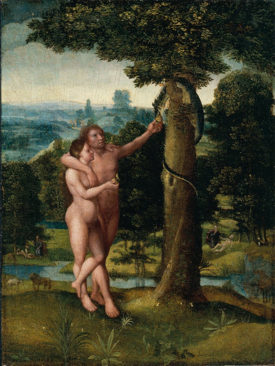 Adam och Eva, ca 1520 (olja på ek) av Adriaen Isenbrandt or Isenbrant