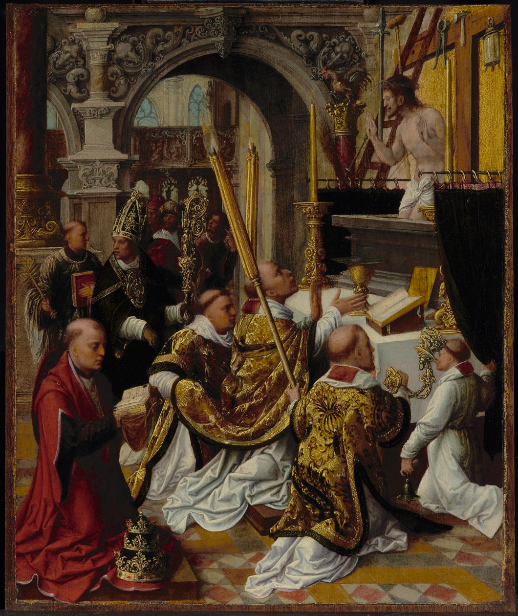 Sankt Gregorius den stores mässa (540-604) av Adriaen Isenbrandt or Isenbrant
