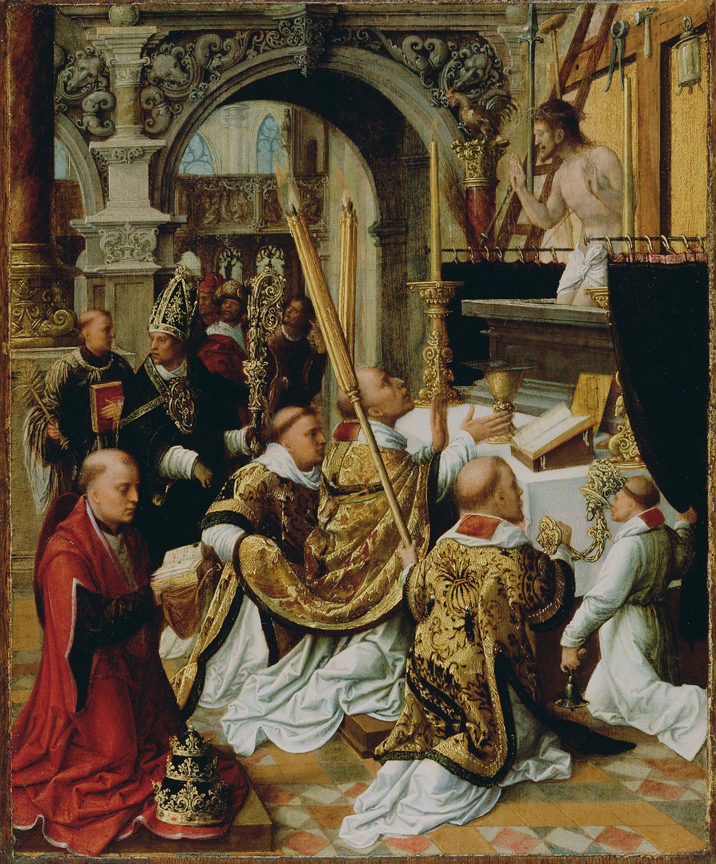 Sankt Gregorius den stores mässa, ca 1510-1520 av Adriaen Isenbrandt or Isenbrant