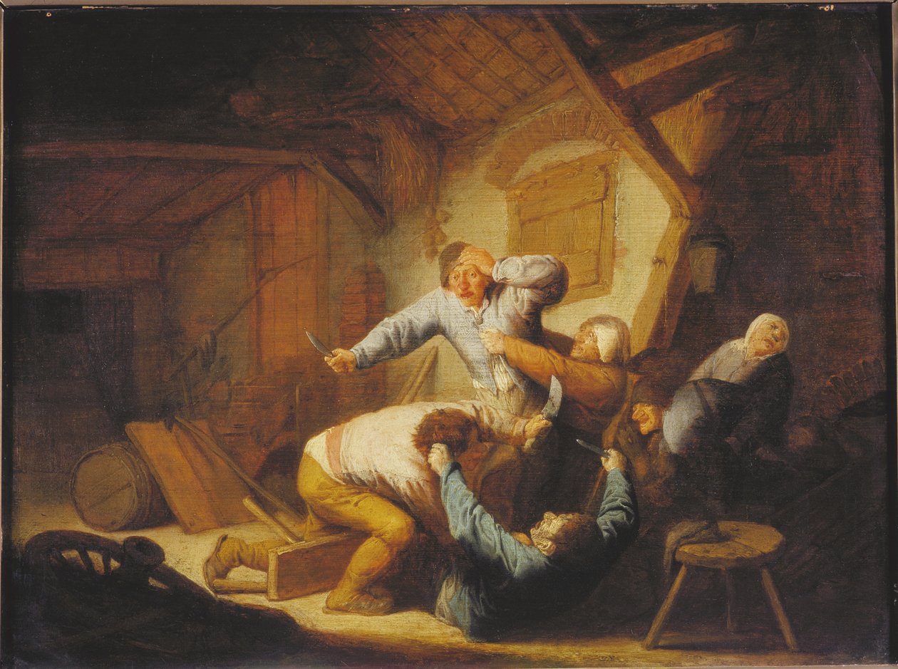 Farmers Fighting, mitten av 1600-talet.. av Adriaen Jansz Ostade van