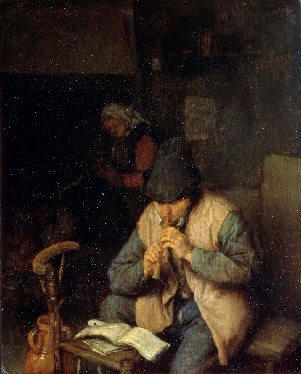 En flöjtist, c1660 av Adriaen Jansz. van Ostade