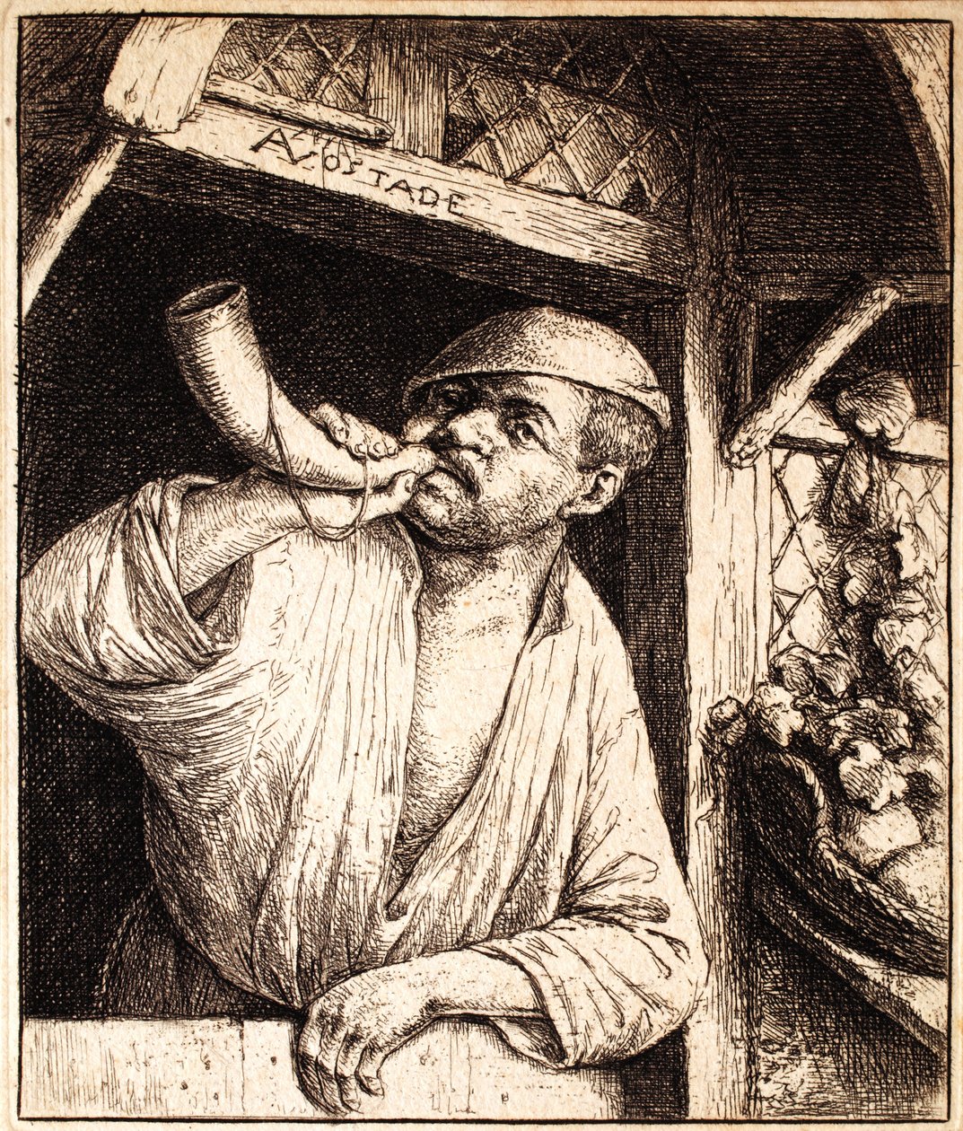 Baker låter sitt horn, c.1670 av Adriaen Jansz. van Ostade