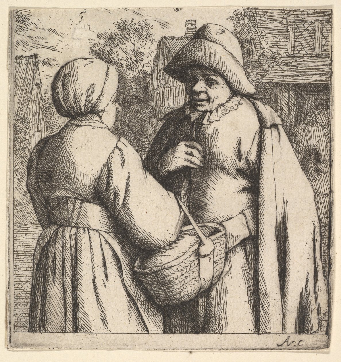Samtal på gatan, 1610-85. av Adriaen Jansz. van Ostade