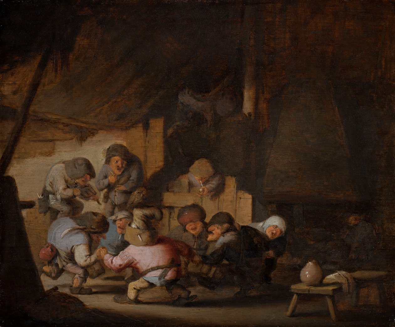 Dansande dvärgar i en bondes värdshus, ca 1635 (olja på trä) av Adriaen Jansz. van Ostade