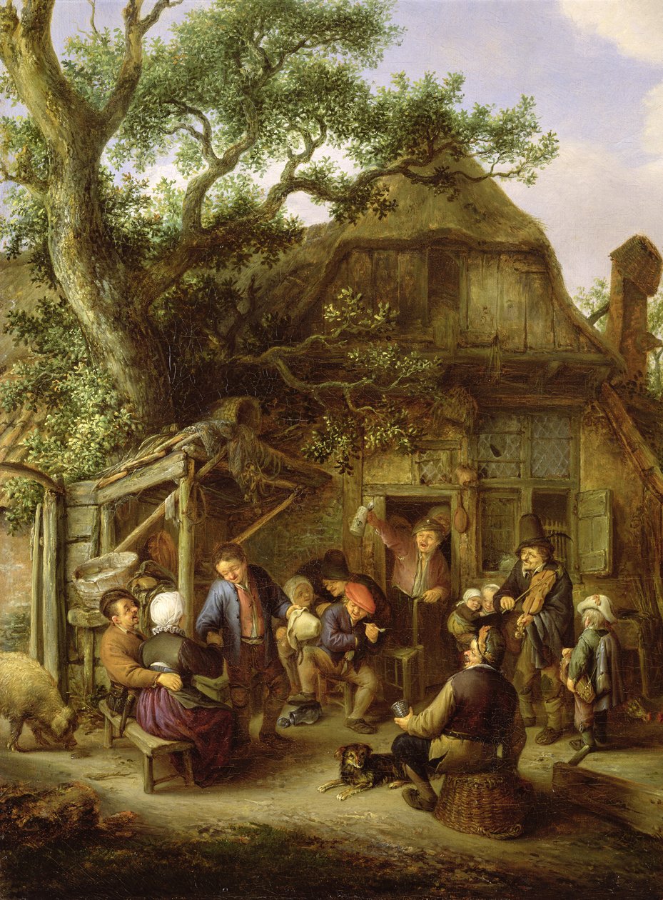 Happy Peasants, 1648  (Detail) (see 242086) av Adriaen Jansz. van Ostade