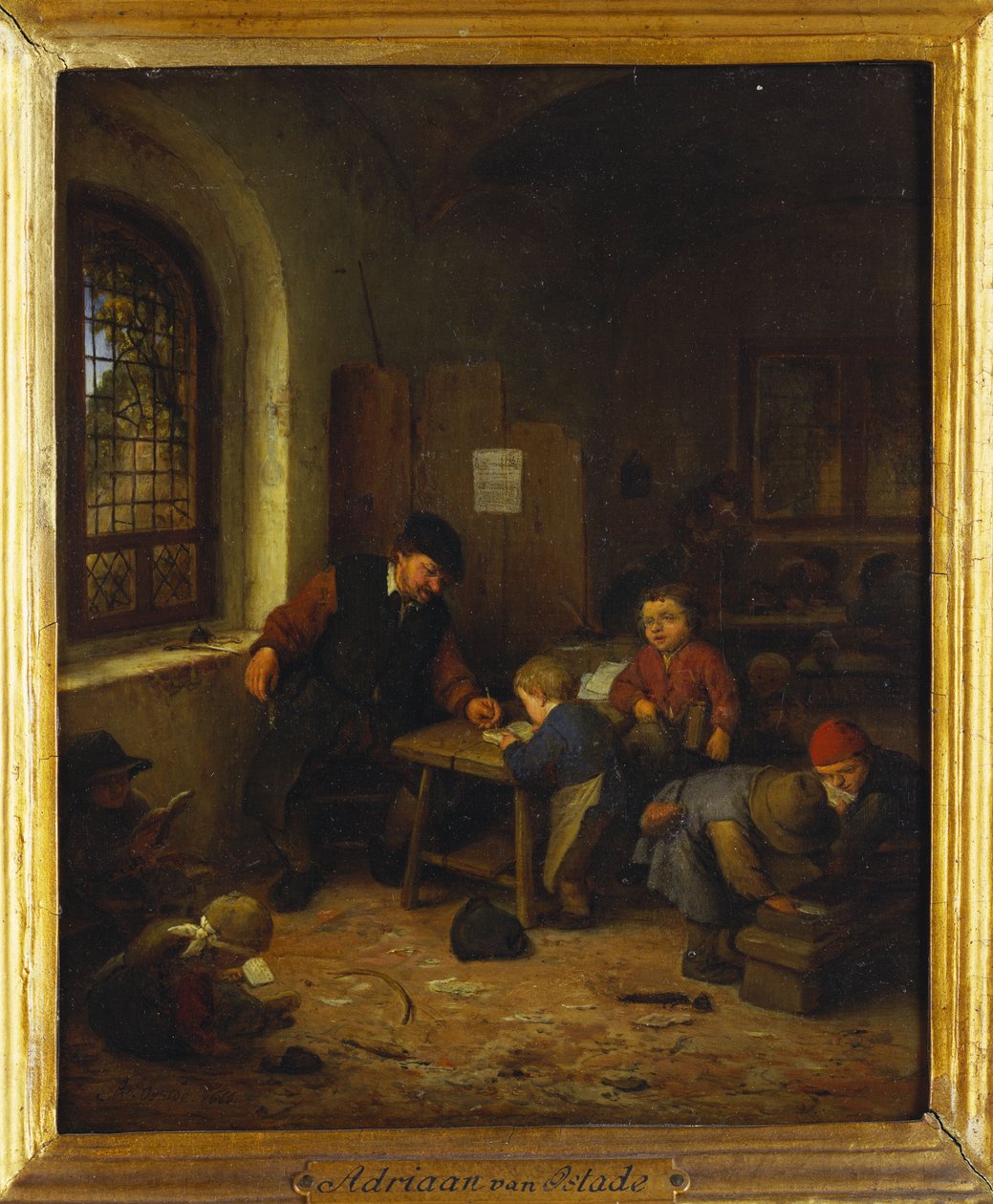 Interiör av en skolsal, 1666 av Adriaen Jansz. van Ostade