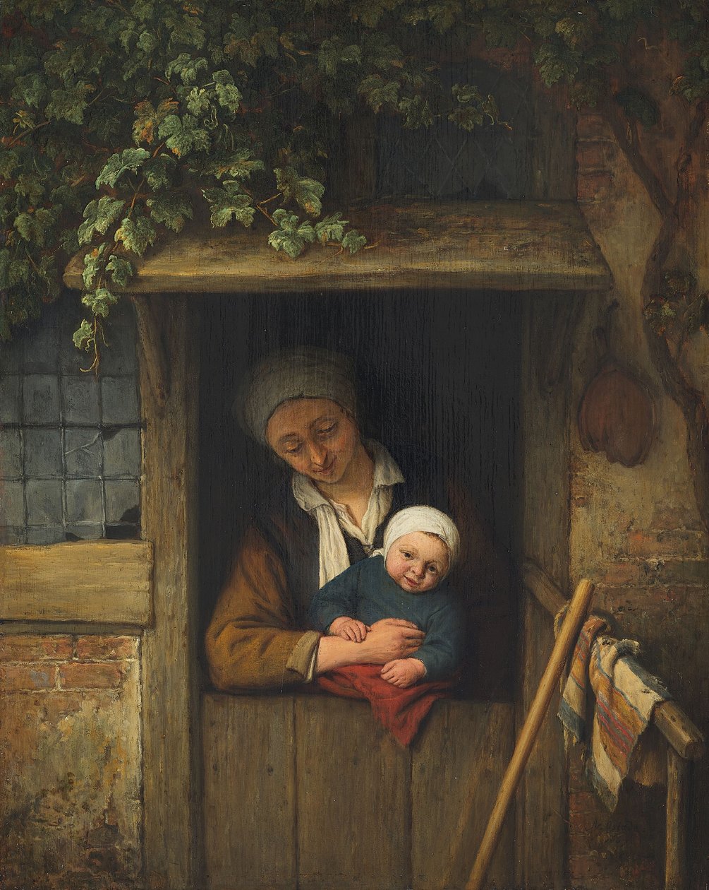 Mor med barn vid dörren av Adriaen Jansz. van Ostade