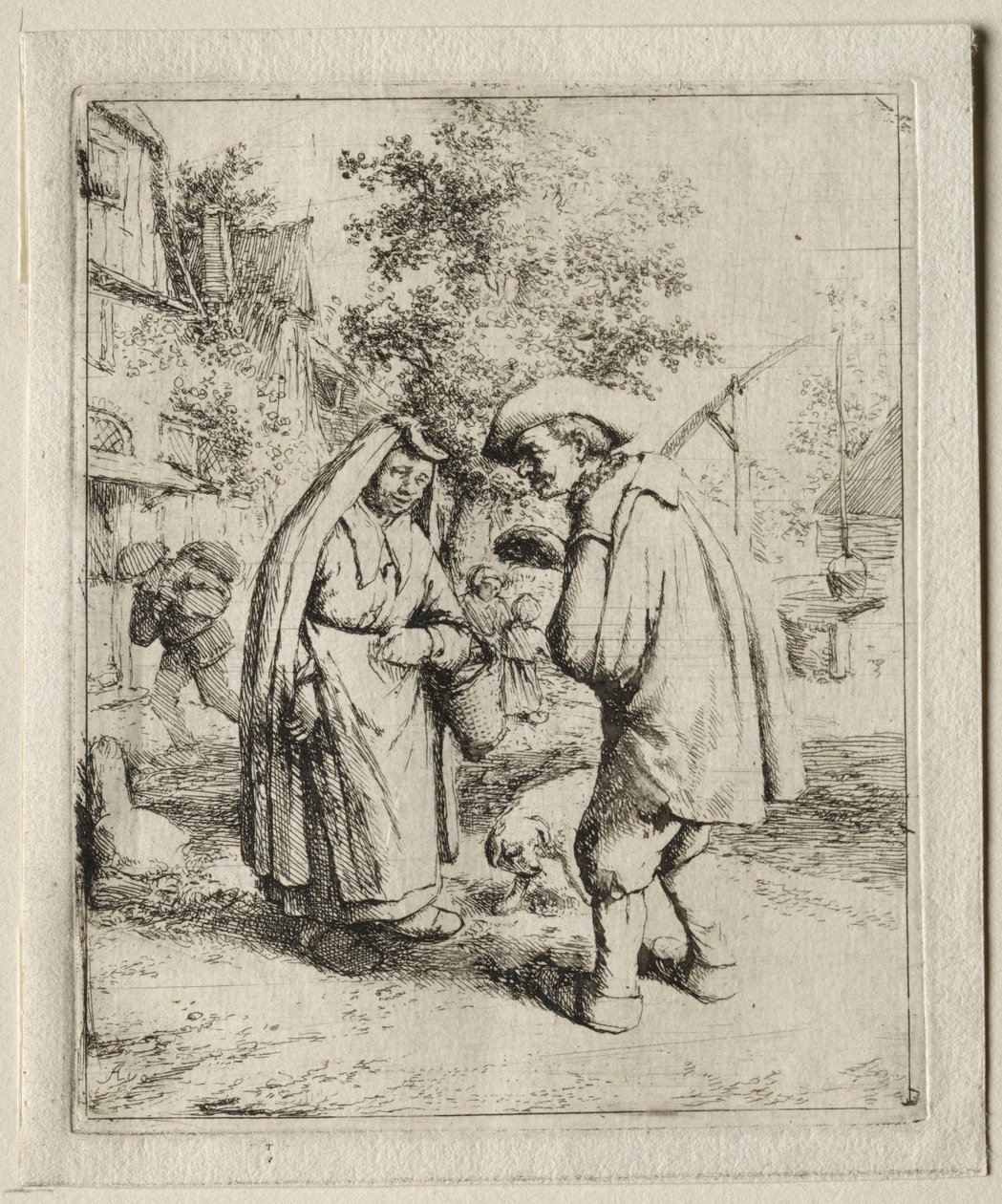 Bonde som samtalar med en kvinna. av Adriaen Jansz. van Ostade