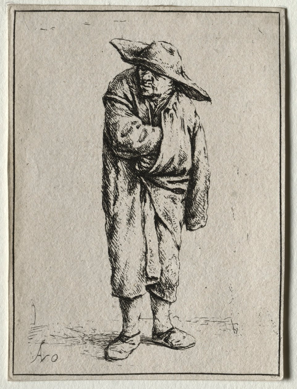 Bonde med handen i kappan. av Adriaen Jansz. van Ostade