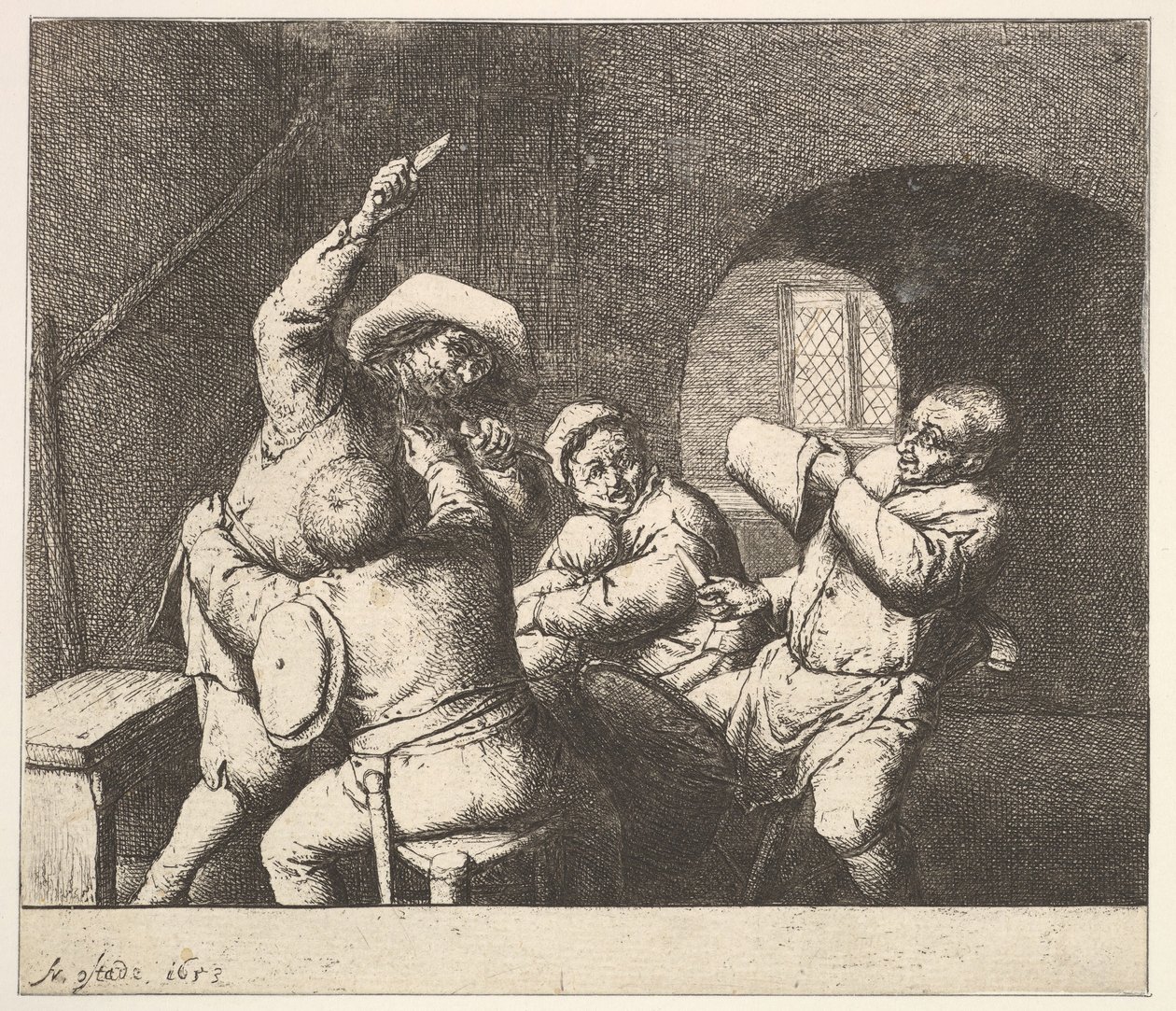 The Knife Thrust, 1610-85. av Adriaen Jansz. van Ostade