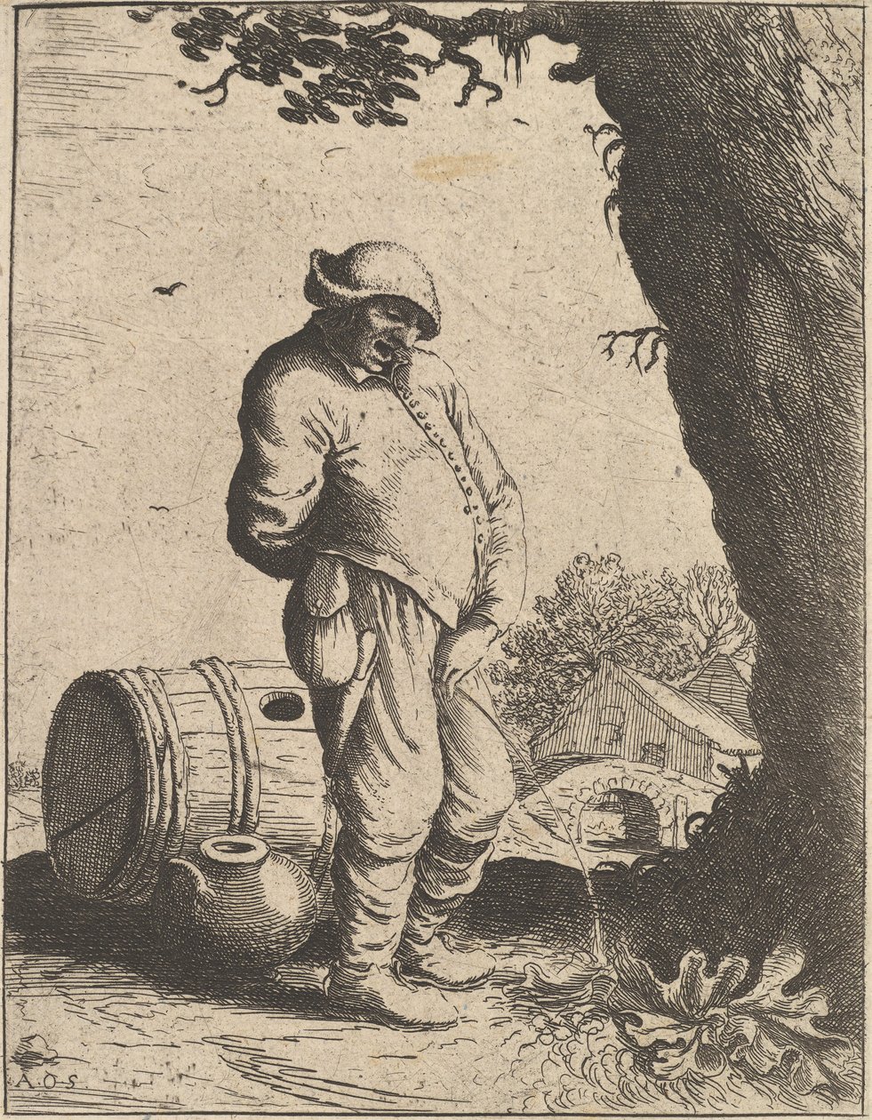 Den pissande mannen, 1610-85. av Adriaen Jansz. van Ostade