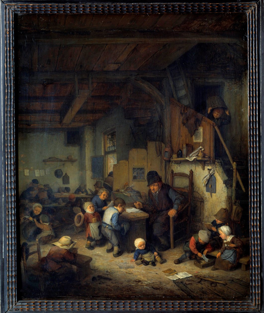 Skolans mästare Scenklass, en gammal lärare med små elever från favoritbakgrund. Målning av Adrien van Ostade (1610-1685) 1662 sön. 0,4x0,32 m av Adriaen Jansz. van Ostade